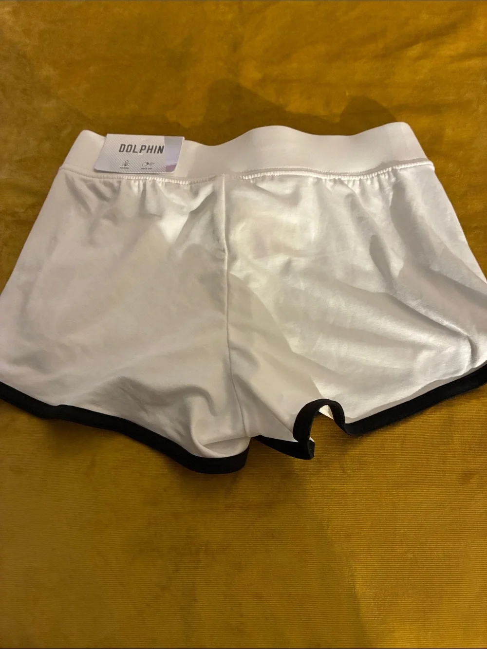 Justice White Athletic Shorts with Black Trim and Drawstring